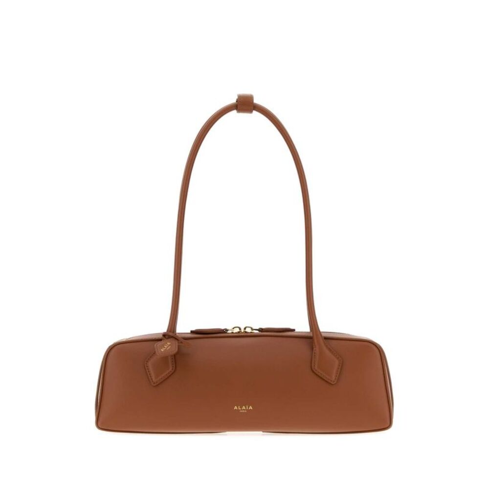 Alaia Women Camel Leather Medium Teckel Shoulder Bag